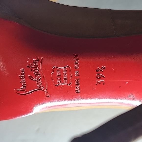 Christian Louboutin Leather red bottoms D'Orsay tan peep toe pumps 39.5 - Picture 13 of 13